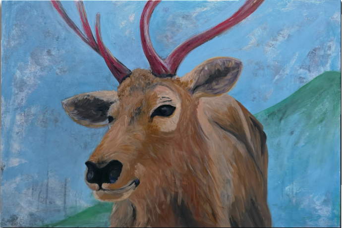 Reindeer | 26x38 framed | mixed media | 1200