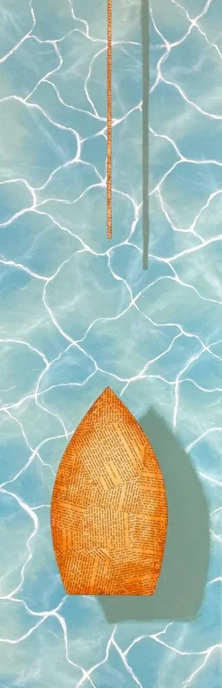 Untethered | 12x36 | oil and collage on canvas | 650