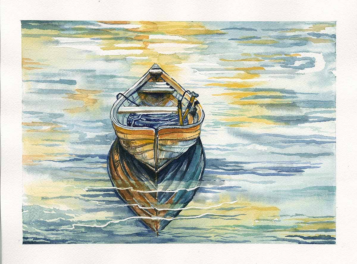 Dory on the Lake | 8x10 | watercolor | 200