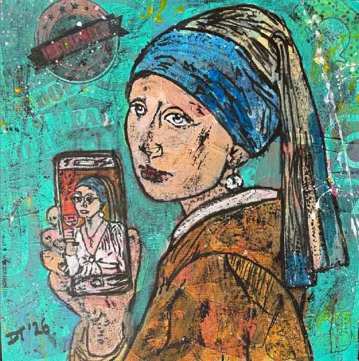 PEARL GIRL INFLUENCER, MIXED MEDIA, 24X24, 2026