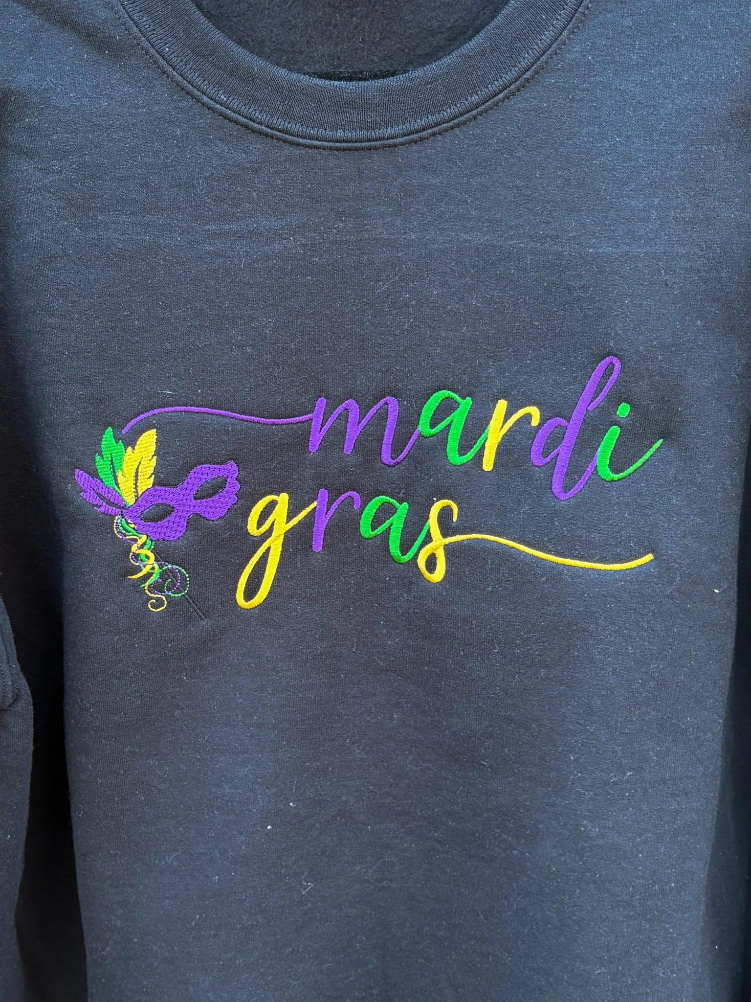 Mardi Gras Script Embroidered Tee