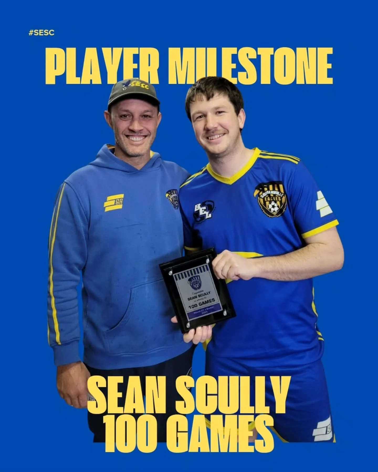 🏅 PLAYER MILESTONES 🏅 

During the Eagles Cup last week we celebrated the 100 game milestone for Somerville's biggest yapper @seanscully0. Brilliant with his positioning and ability to read the game, Sippy has primarily been involved in the Ressies