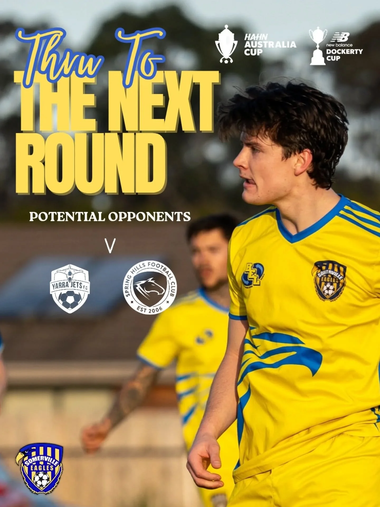 🏆 AUS CUP ROUND 2 🏆

Our first game of the Australia Cup this weekend against Wyndham FC was forfeited for both a Reserves and a Seniors fixture, meaning our boys progress to the second round.

Our potential opponents are either Yarra Jets or Sprin