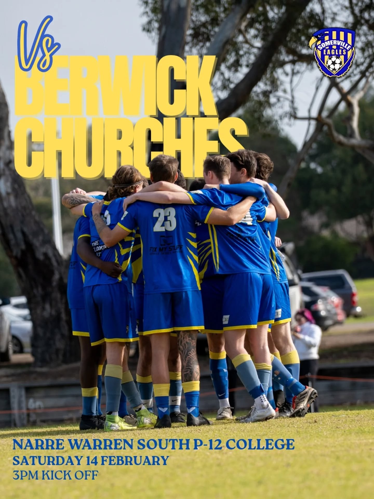⚽️ SENIOR GAME UPDATE 🦅

Our Reserves unfortunately won't be in action this week. Please note the new address and time of kick off.

🦅 Senior Mens
📅  Saturday 14 February 2026
📍 Narre Warren South P-12 College
⏰️ 3pm kick off

#sesc 🦅