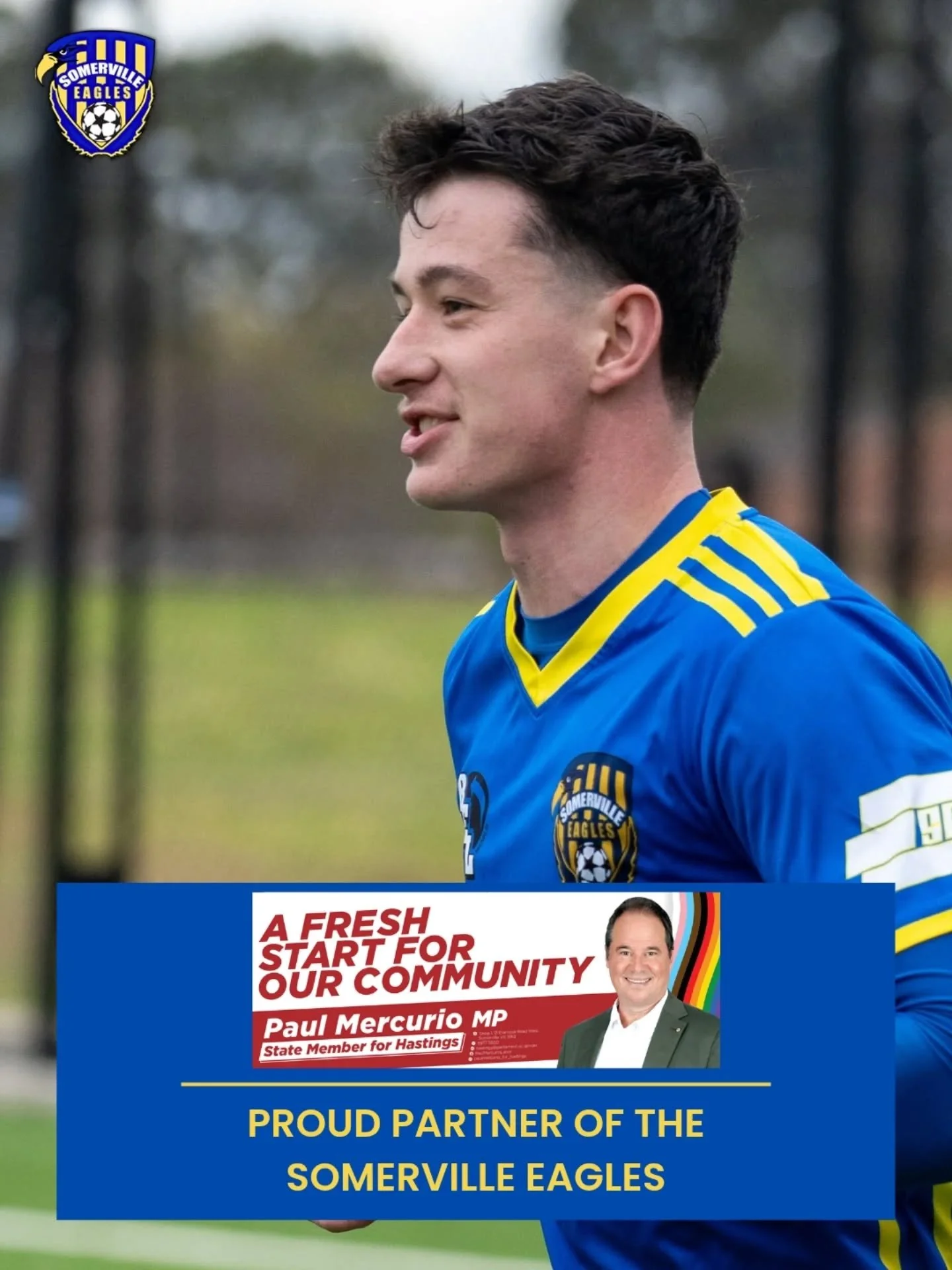 🦅 PARTNERSHIP ANNOUNCEMENT 🦅

The Somerville Eagles are grateful to have @paulmercuriomp backing the club this season with his support! 

You may have recently seen Football Victoria's "Level the Playing Field" campaign and Paul has activ