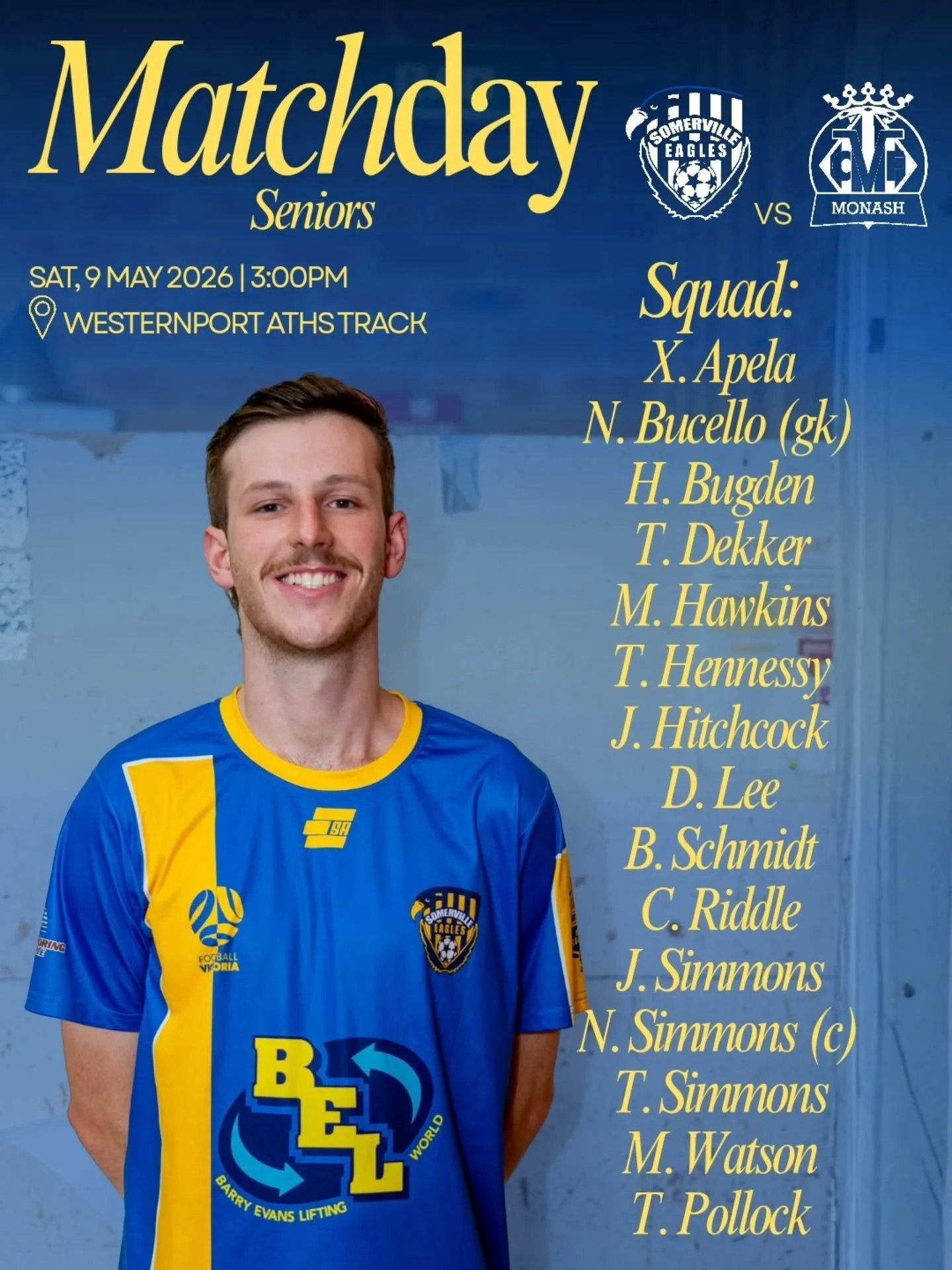 Your matchday XIs to take on Monash Villareal

#sesc 🦅