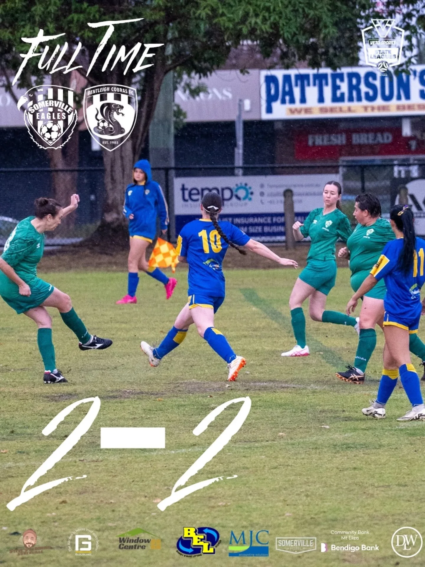 Now that is one great game of football! Our Sheagles share the points against top of the table Bentleigh Cobras, who scored two in the first half to take us 2-0 down at the break. Up steps @culwicktay1 , and with 2 second half goals secures a point a