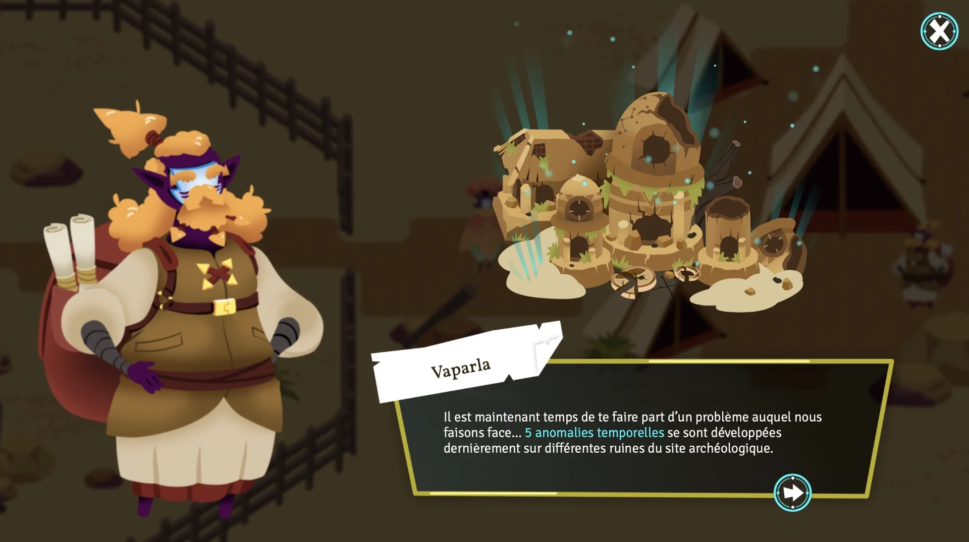 A character shows a ruin