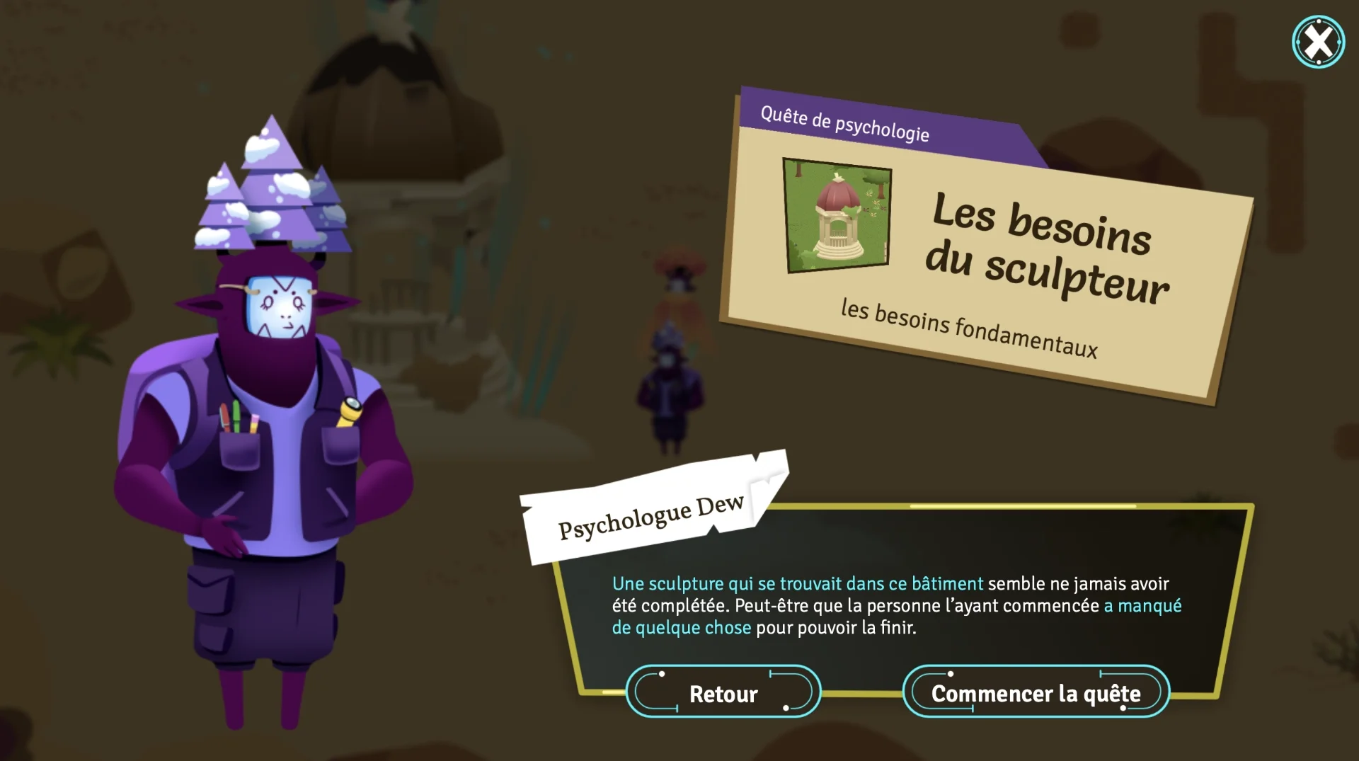 A quest giver about fundamental needs