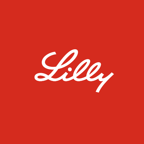Eli Lilly and Company logo, with a white 'Lilly' written in white cursive text on a red background.