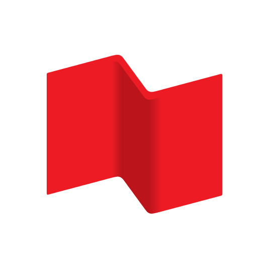 Red folded paper or digital icon resembling a map or document.