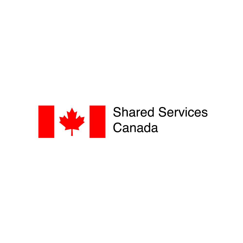 Canadian flag with a red maple leaf in the center and the words 'Shared Services Canada' next to it.