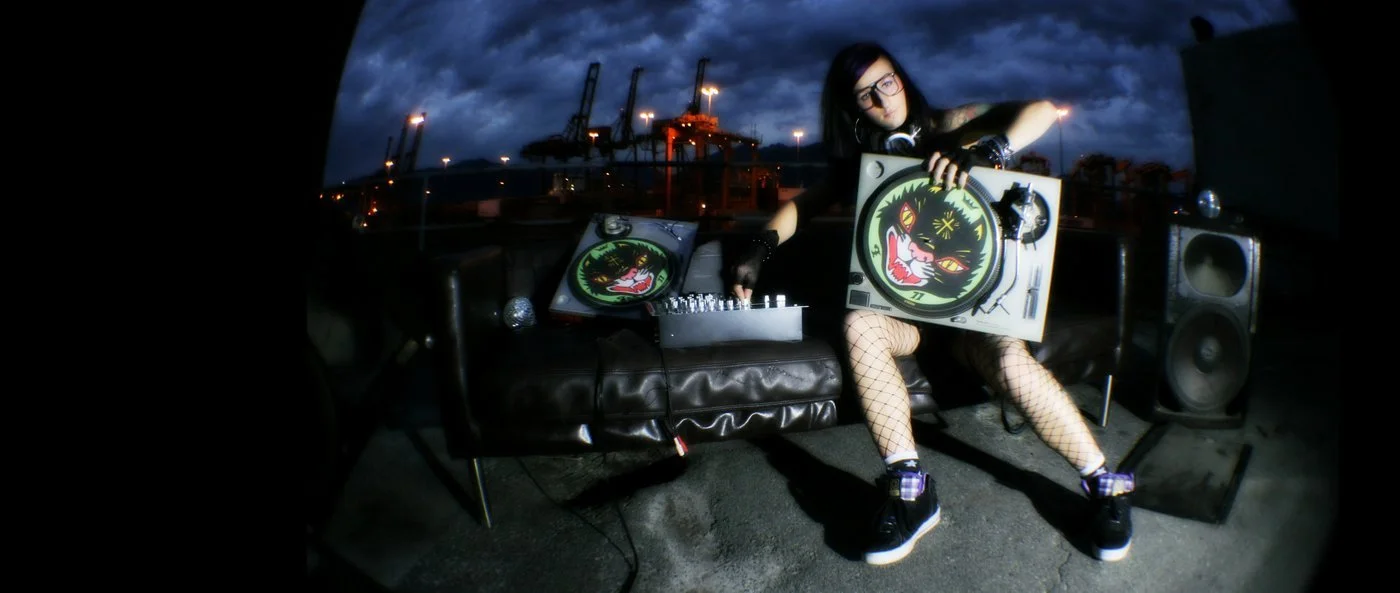 "The Steel Giraffe Party", 2011, Photograph/ 11"X26"