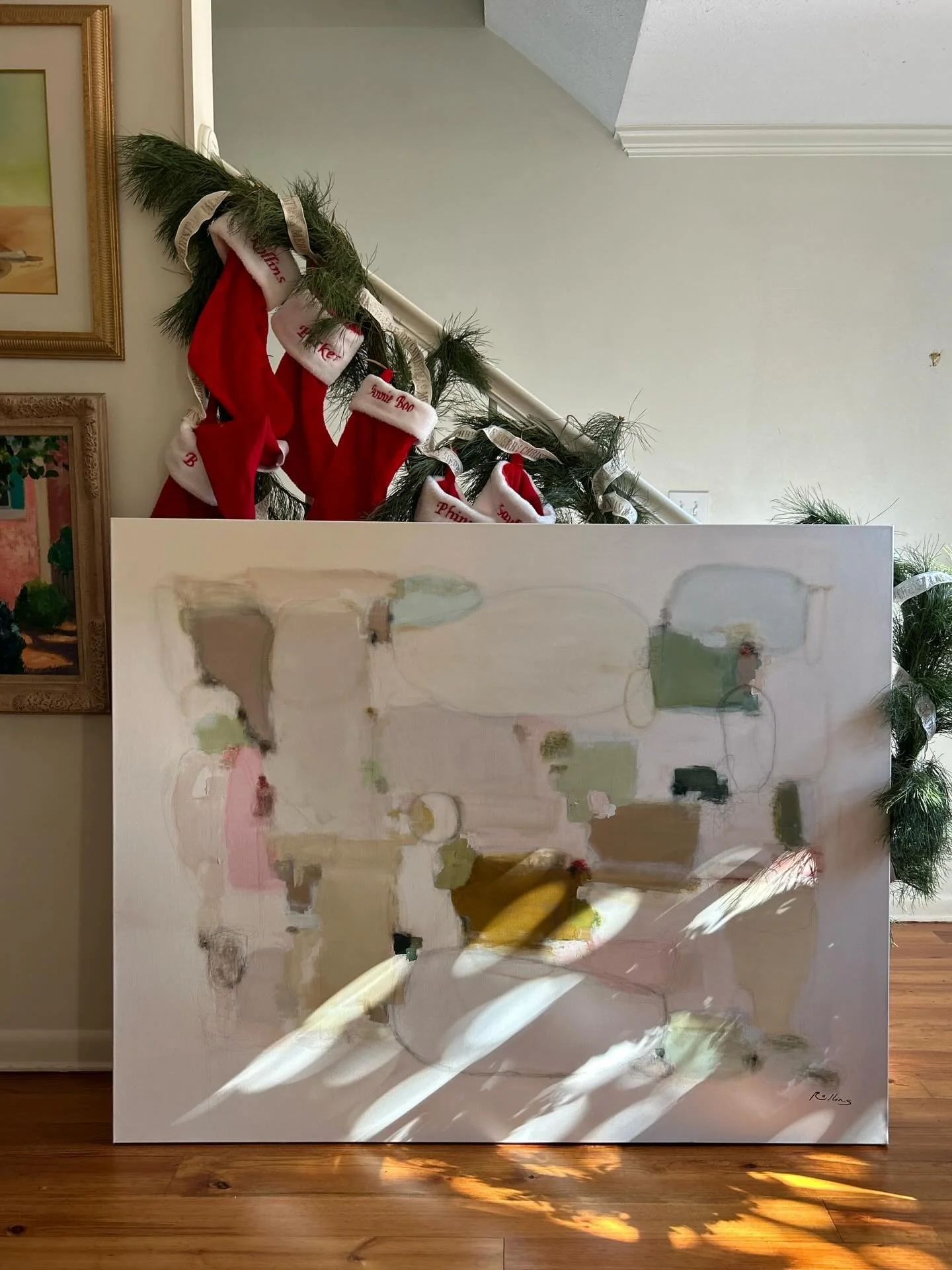 hope y&rsquo;all had a Merry Christmas🎄! xx
48x60 canvas commission.

#abstractart #christmasinterior #originalart #rollinsparkerart #southernhome