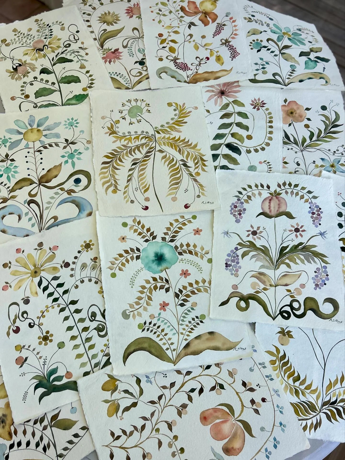 new pieces &mdash; a few left, message me if interested!

#rollinsparkerart #watercolor #floralart #interiordesign #originalart