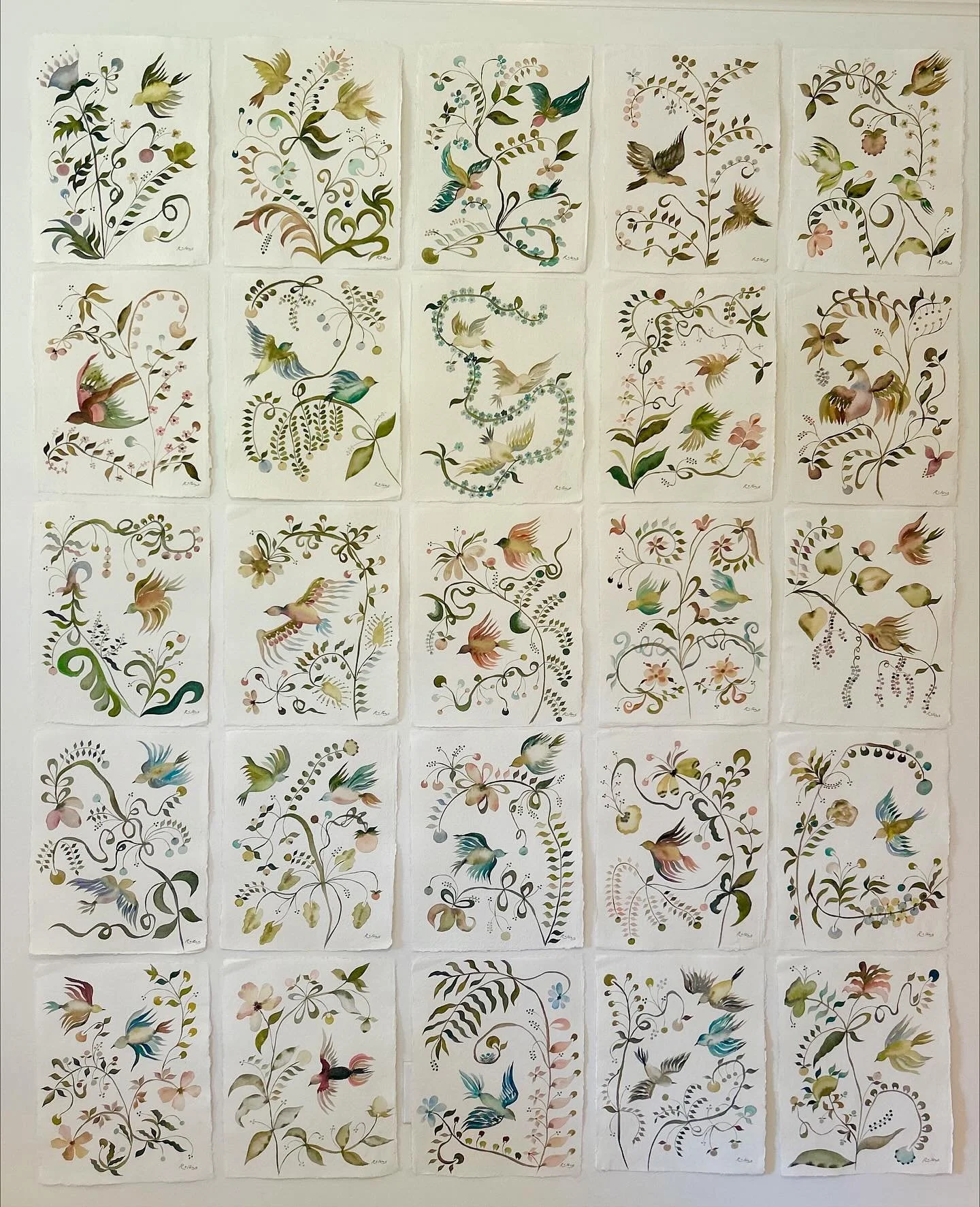 EVERY SPARROW
&mdash; all 12x16, original watercolors on handmade paper, message me to purchase! 

i could listen to this song all day long&hellip;i sit outside at sunset, watch the birds flying &amp; think about how God tells us that He has dominion