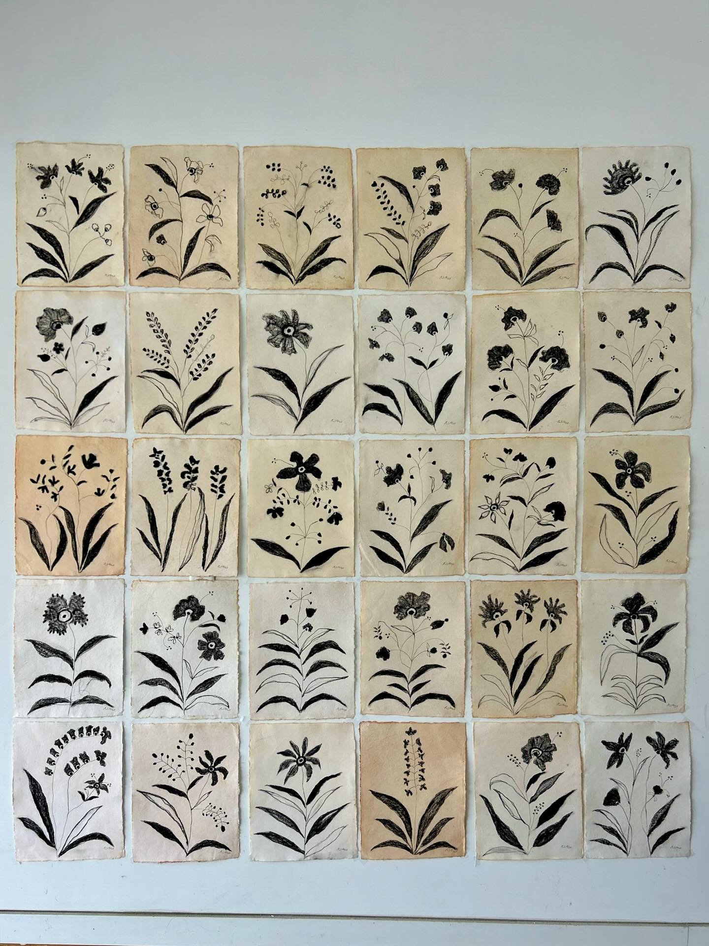 30 new original pieces🖤&mdash; charcoal x oil pastel on handmade antique paper, 12x16, message me to purchase!