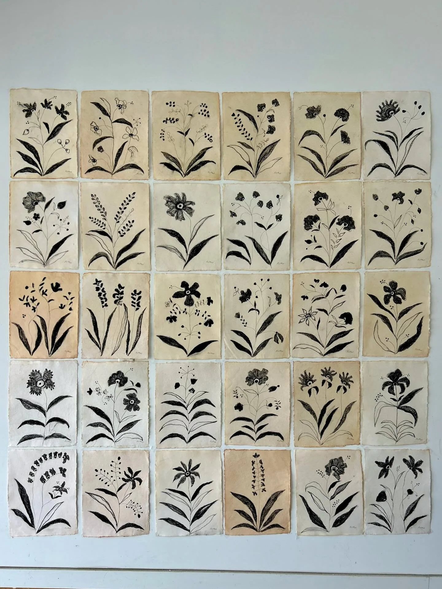 30 new original pieces🖤&mdash; charcoal x oil pastel on handmade antique paper, 12x16, message me to purchase!