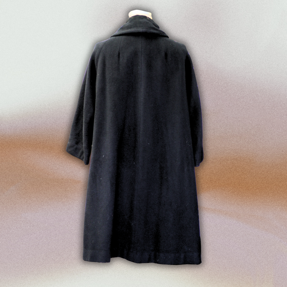 1950's Pure Cashmere Black Swing Coat — Vintage Frills