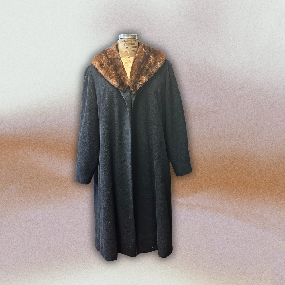 1950's Chinese Cashmere Mink Collar Overcoat — Vintage Frills