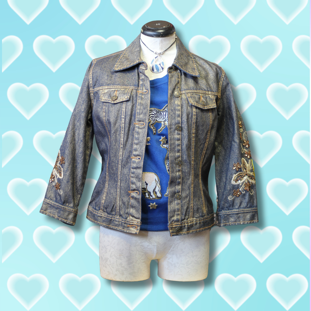 Y2K JEANOLOGY Metallic Blue Jeans Jacket — Vintage Frills