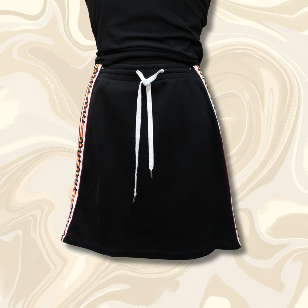 Y2K MIU MIU Designer Mini Skirt with Black Drawstrings & Logo