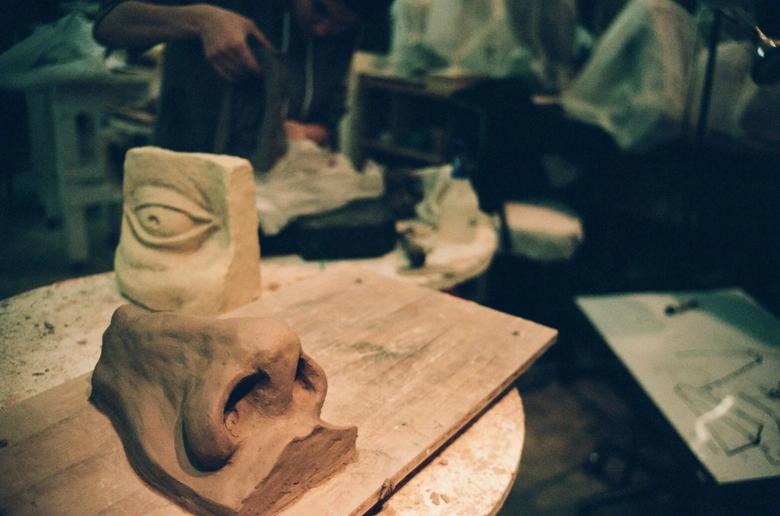 High school sculpting class