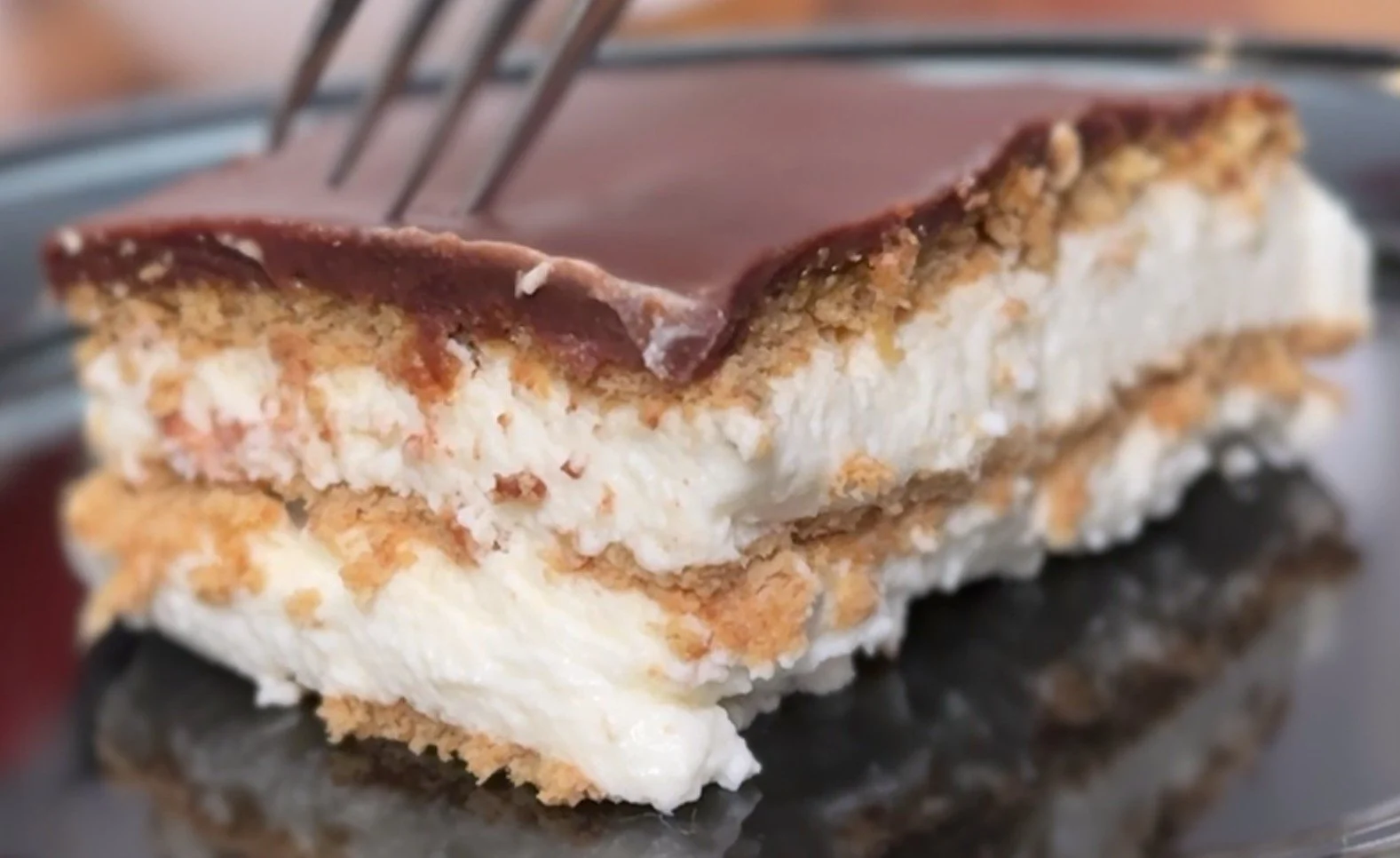 Chocolate Eclair Cake with fork