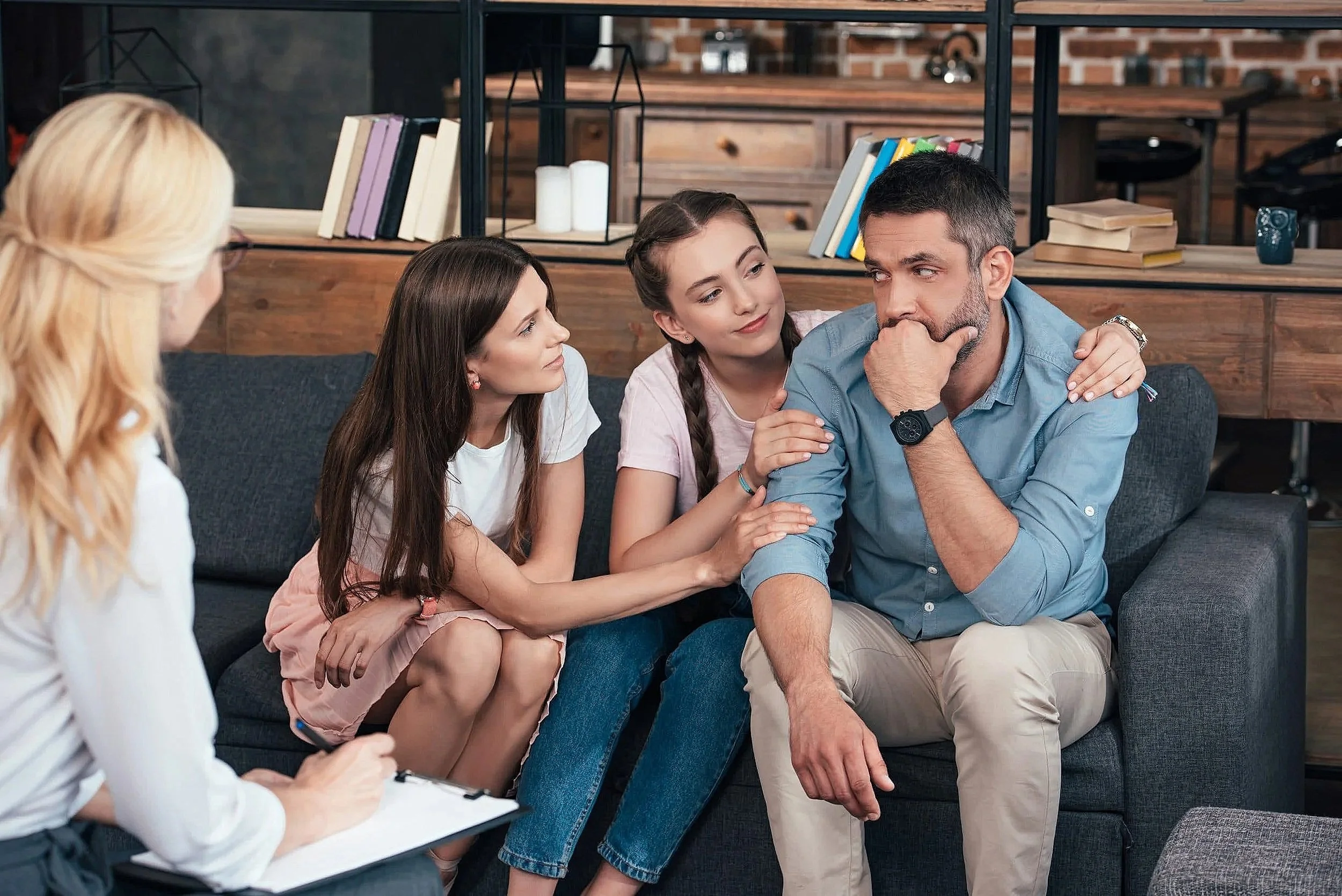 Family participating in group therapy to strengthen communication, relationships, and emotional well-being in Woodinville, WA and across East King County