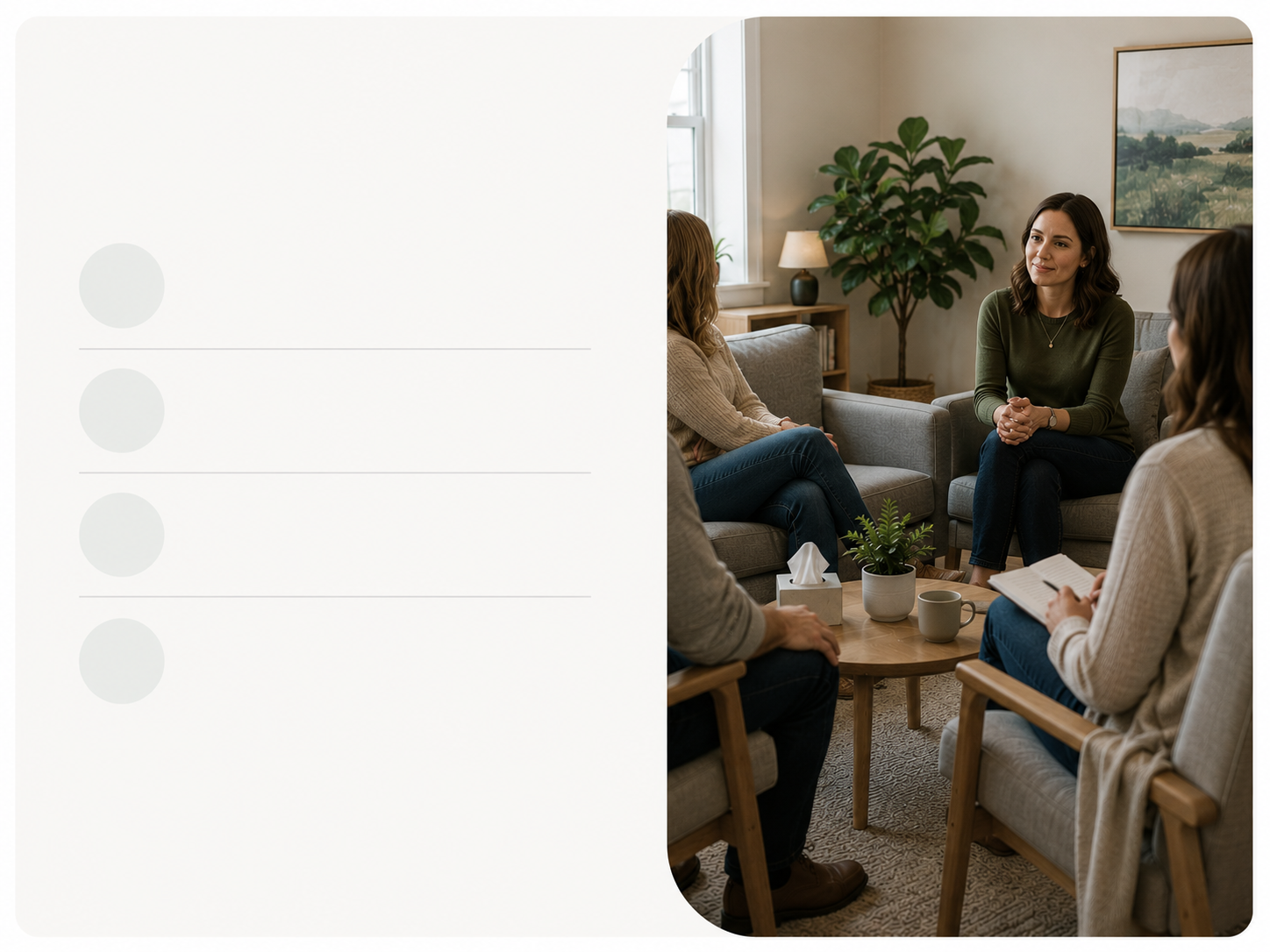 Family participating in family therapy to improve communication, strengthen relationships, and create a more connected home environment in Woodinville, WA and across East King County.