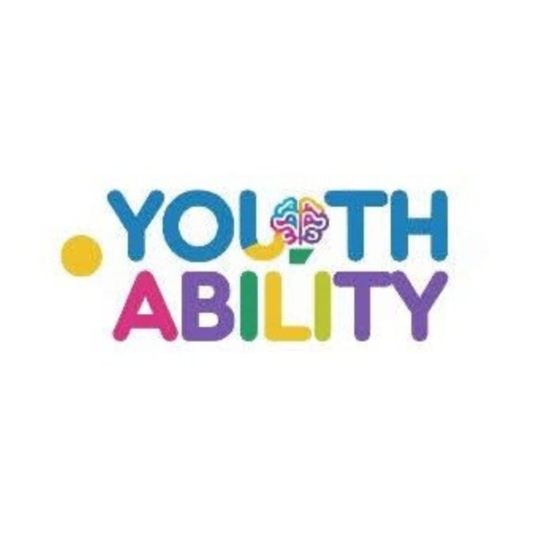 Colorful text spelling 'Youth Ability' with a brain icon in the middle.