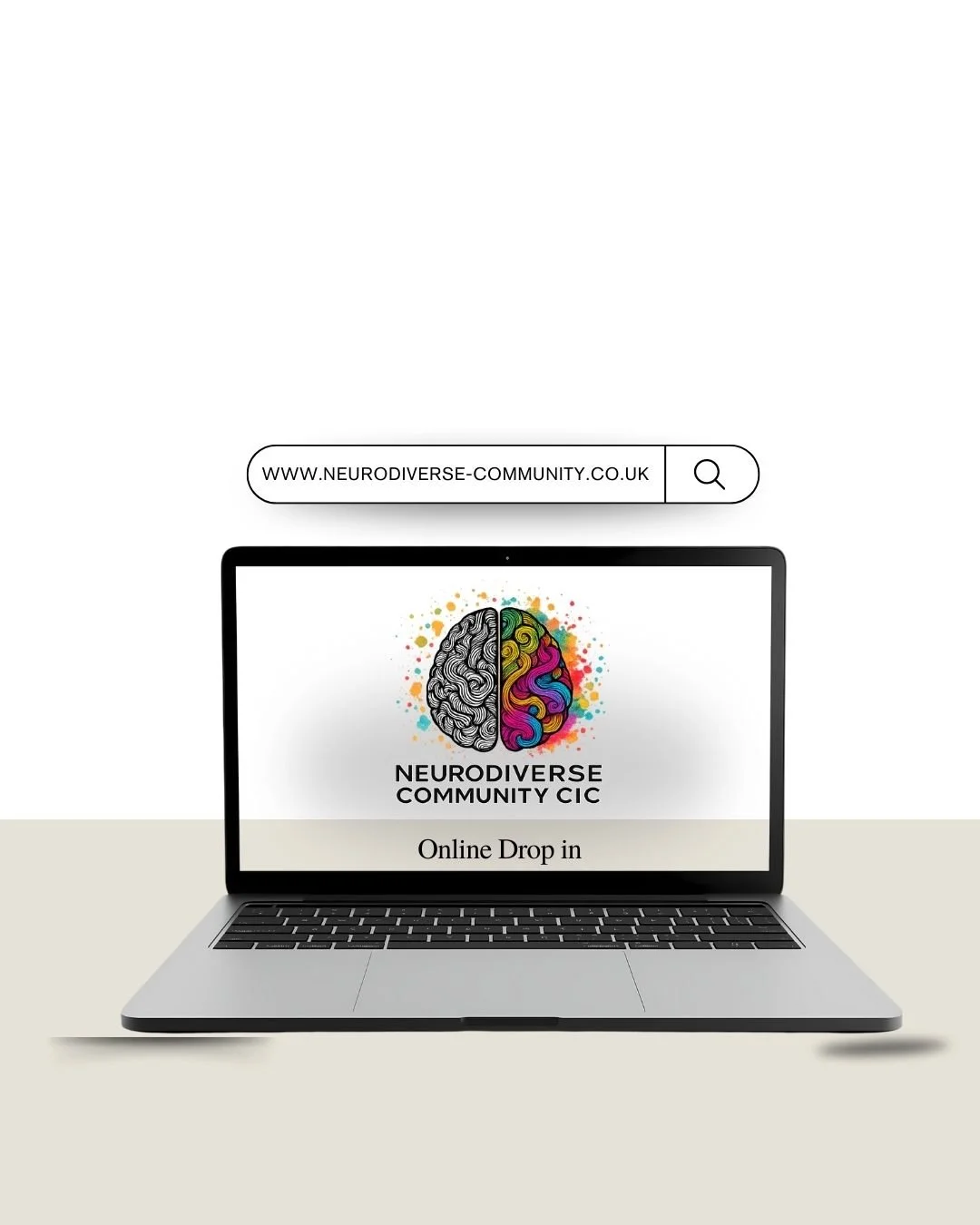 Event poster for Neurodiverse Community announcing upcoming dates at RAF Leeming in May, June, and July 2025. Includes details for drop-in clinics on May 7th, June 4th, and July 2nd from 10:30 am to 12 pm, with contact information at the bottom.