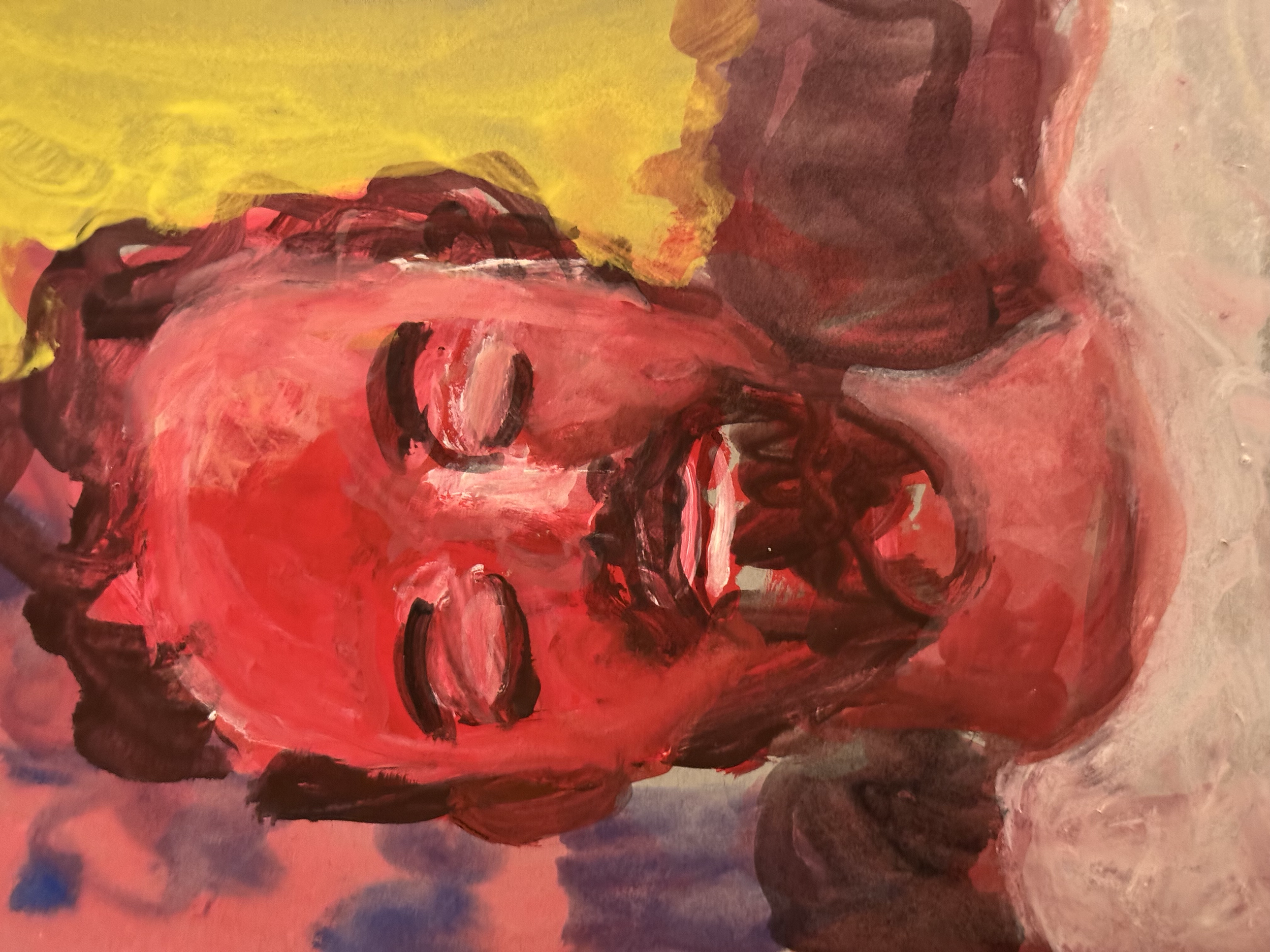 Red contentment 2025 Gouache on paper 6" x 8"