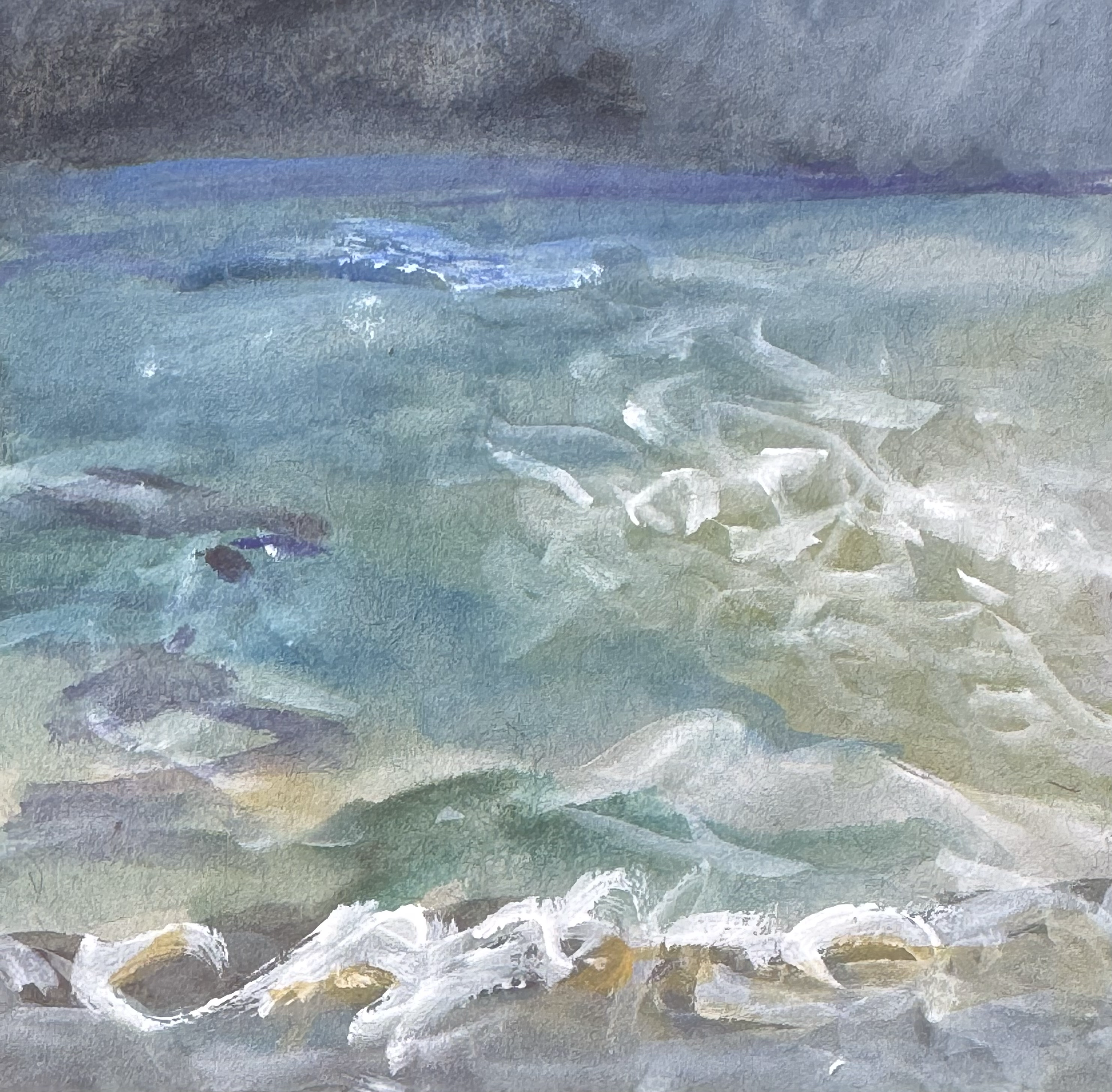 Tahoe Waters I 4" x 4" gouache on paper, 2025