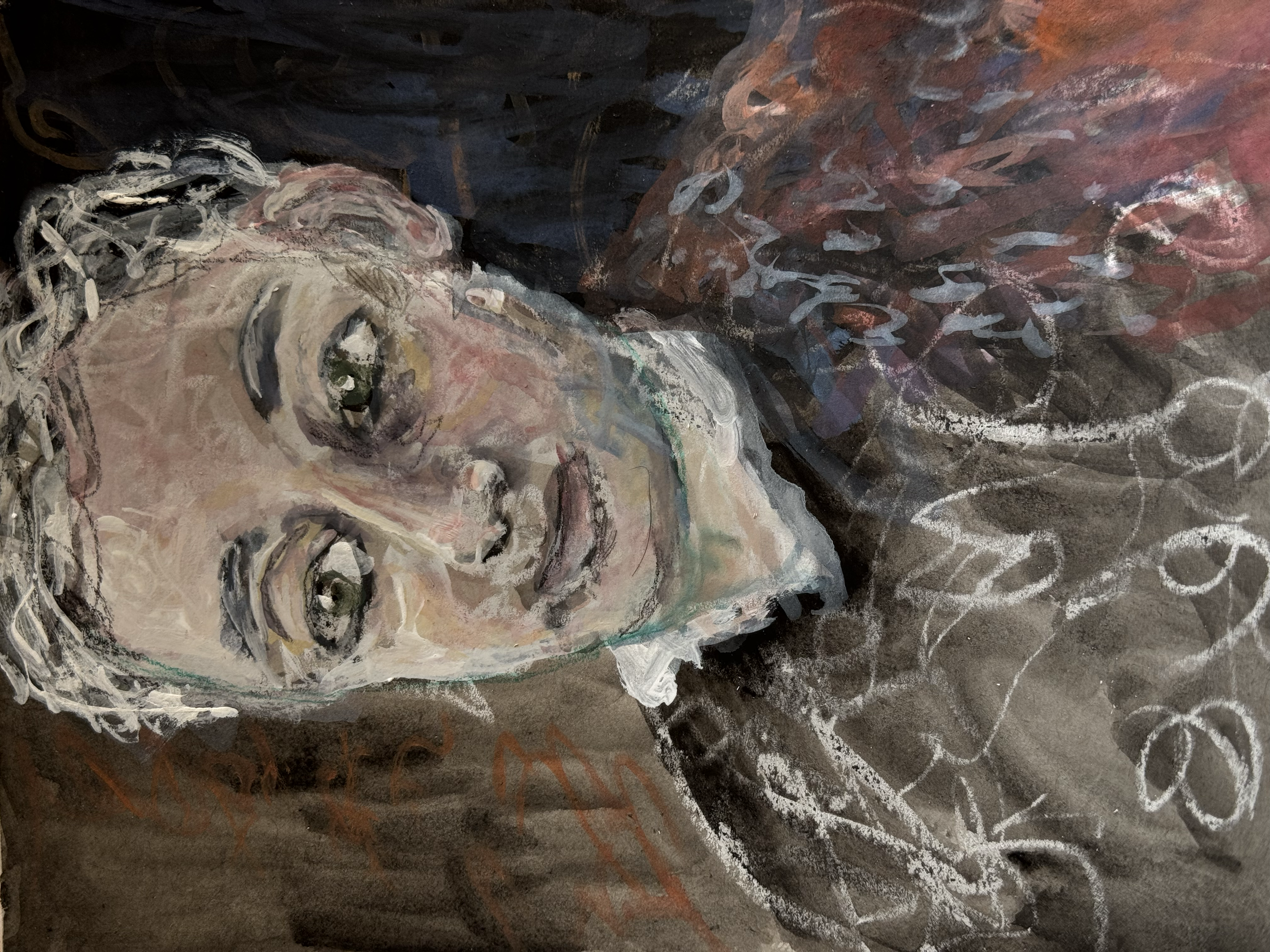 Steven, 2025 gouache on paper, 6" x 8" 