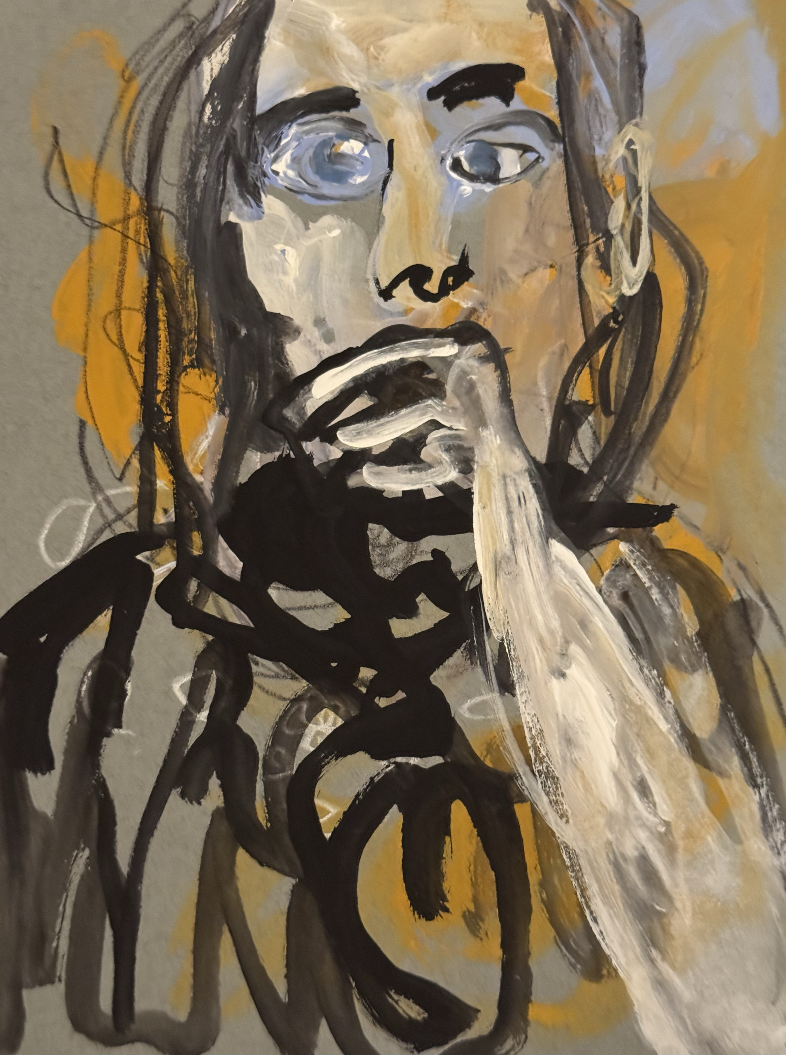 Not worried  2025 Gouache on paper 6" x 8"