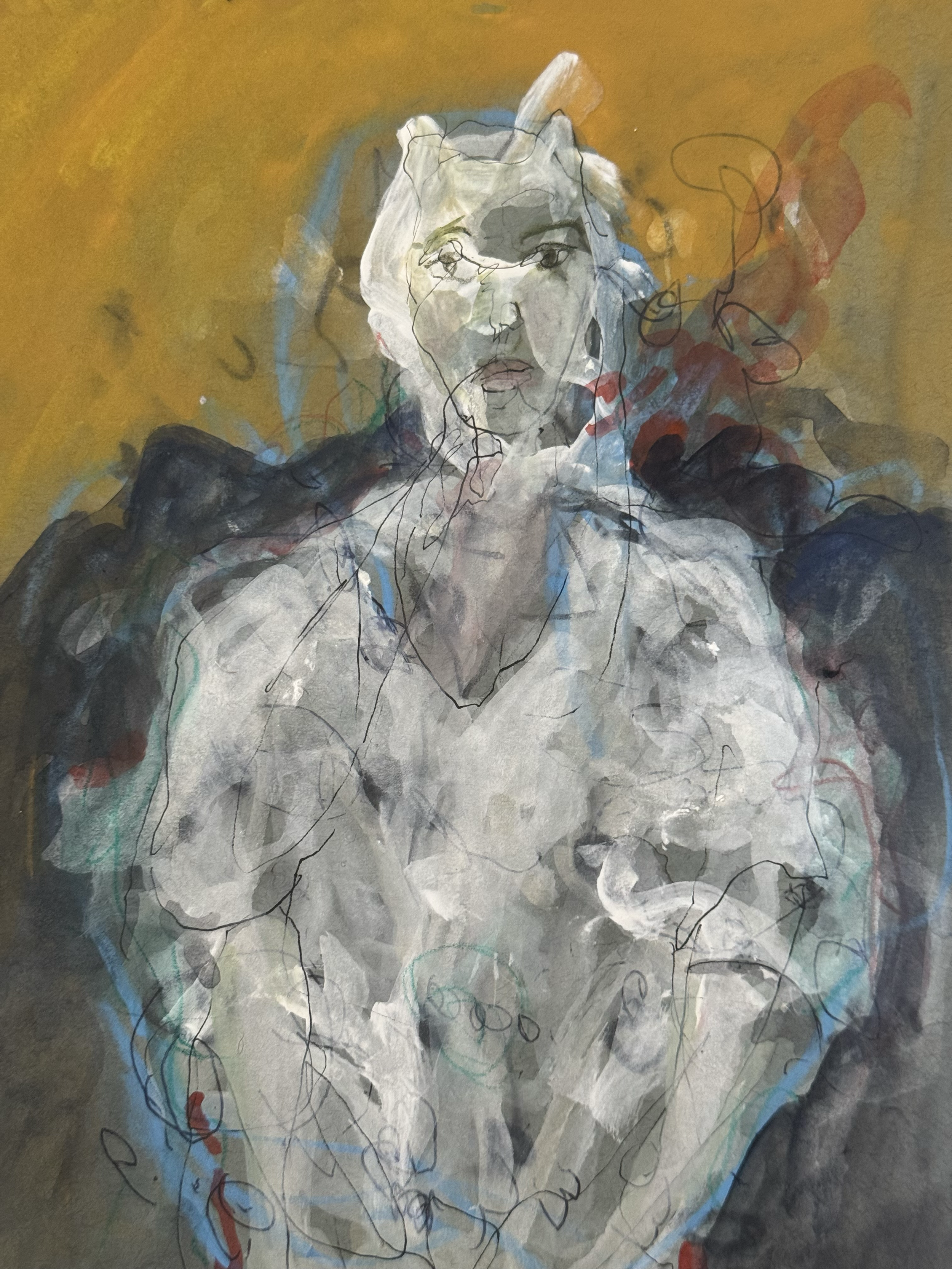 Shock  2025 Gouache on paper 6" x 8"