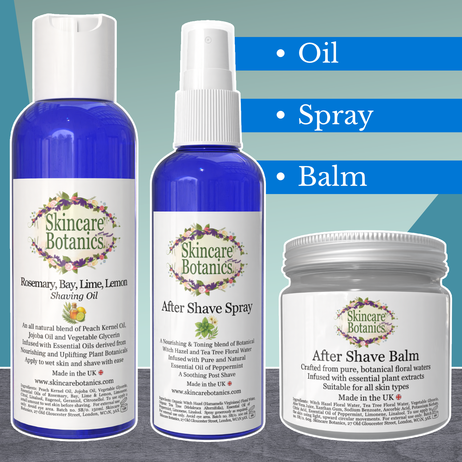 Shaving Trio with Oil, Spray & Balm