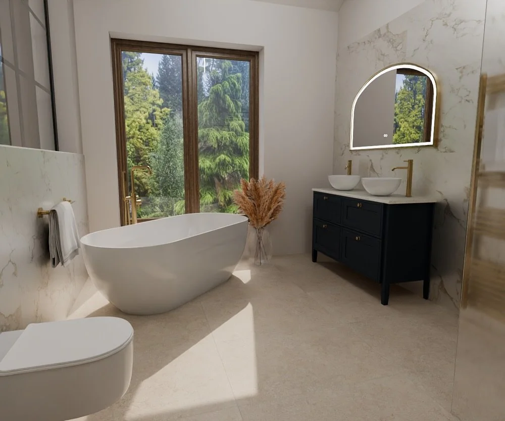 A bathroom design we cannot wait to bring to life ✨ an elegant &amp; timeless design with notes of understated luxury throughout for our lovely clients master en-suite bathroom! 

A stunning design for a beautiful property set in the Cornish countrys