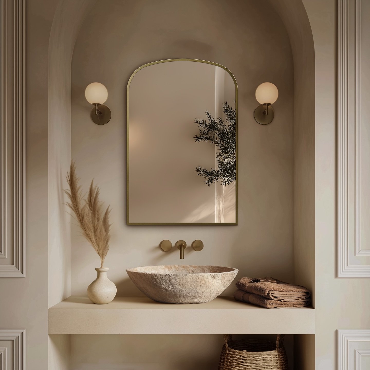 A new approach to the arched mirror. The wide curves introduce elegance and create a unique focal point. We love using @origins_living mirrors in our designs and we are excited to have this included in our future designs 🪞✨

#arch #bathroom #inspira