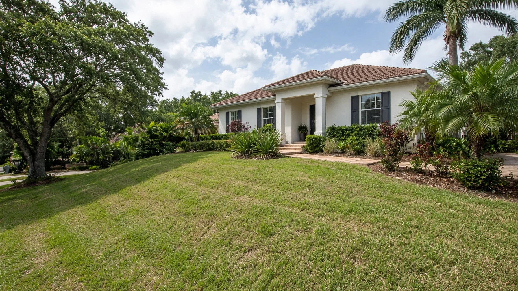 Drainage and grading evaluation during a home inspection in Navarre, FL
