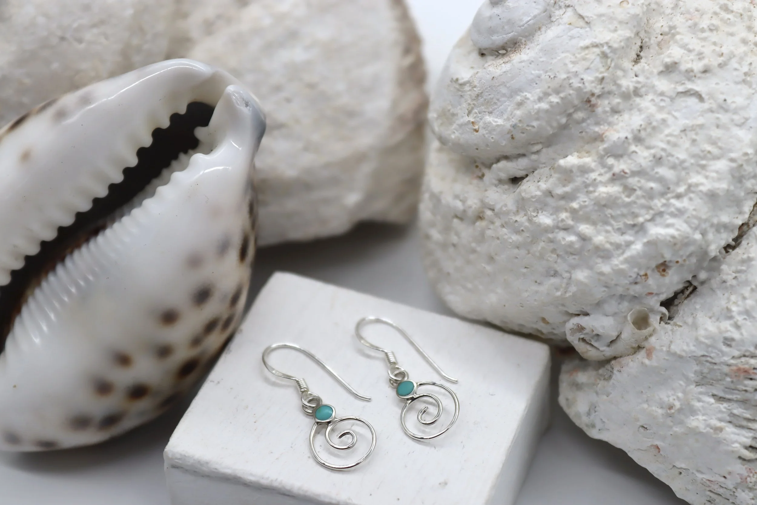 Turquoise Spiral Earrings