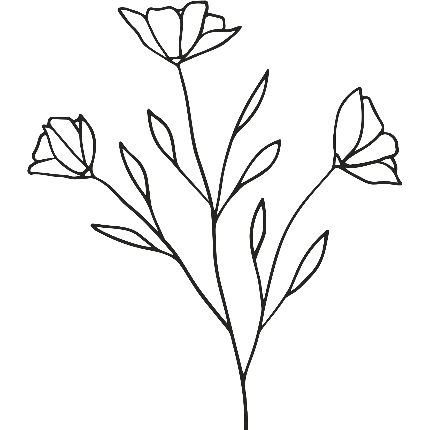 Geometric drawing of an outline square with sections divided by vertical, horizontal, and circle lines.