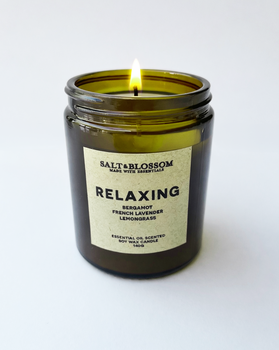Relaxing Essential Oil Candle - Lavender & Bergamot