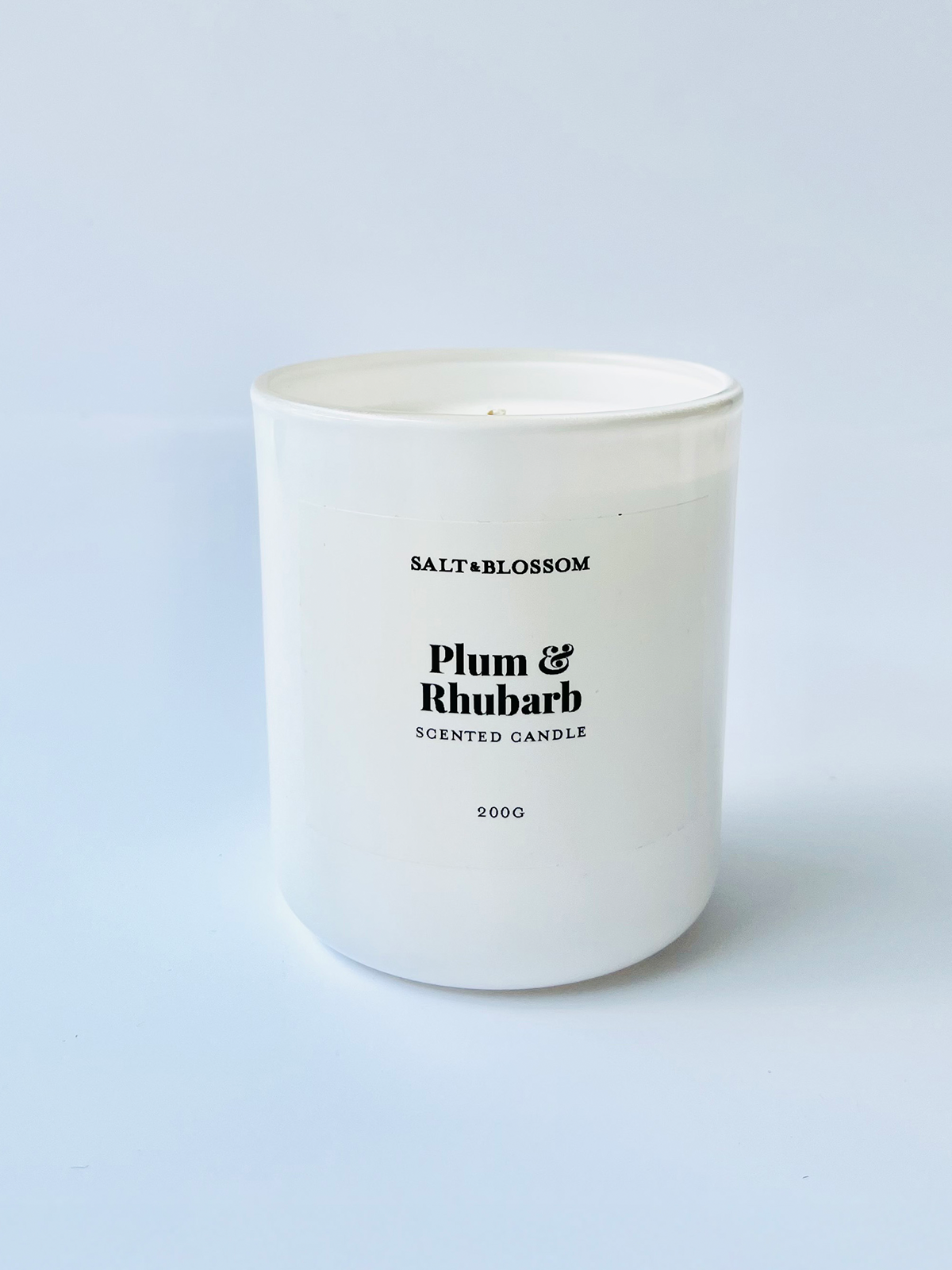 Plum & Rhubarb Candle in white jar