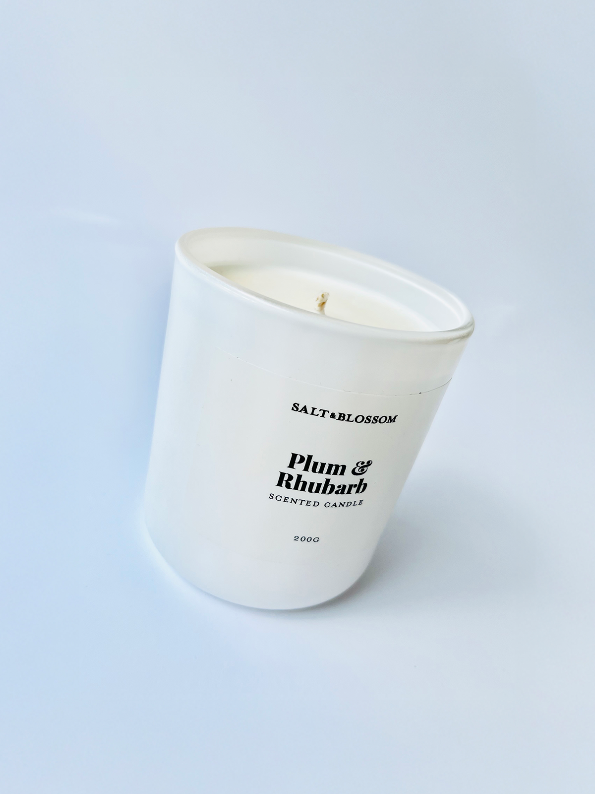 Plum & Rhubarb Candle in white jar