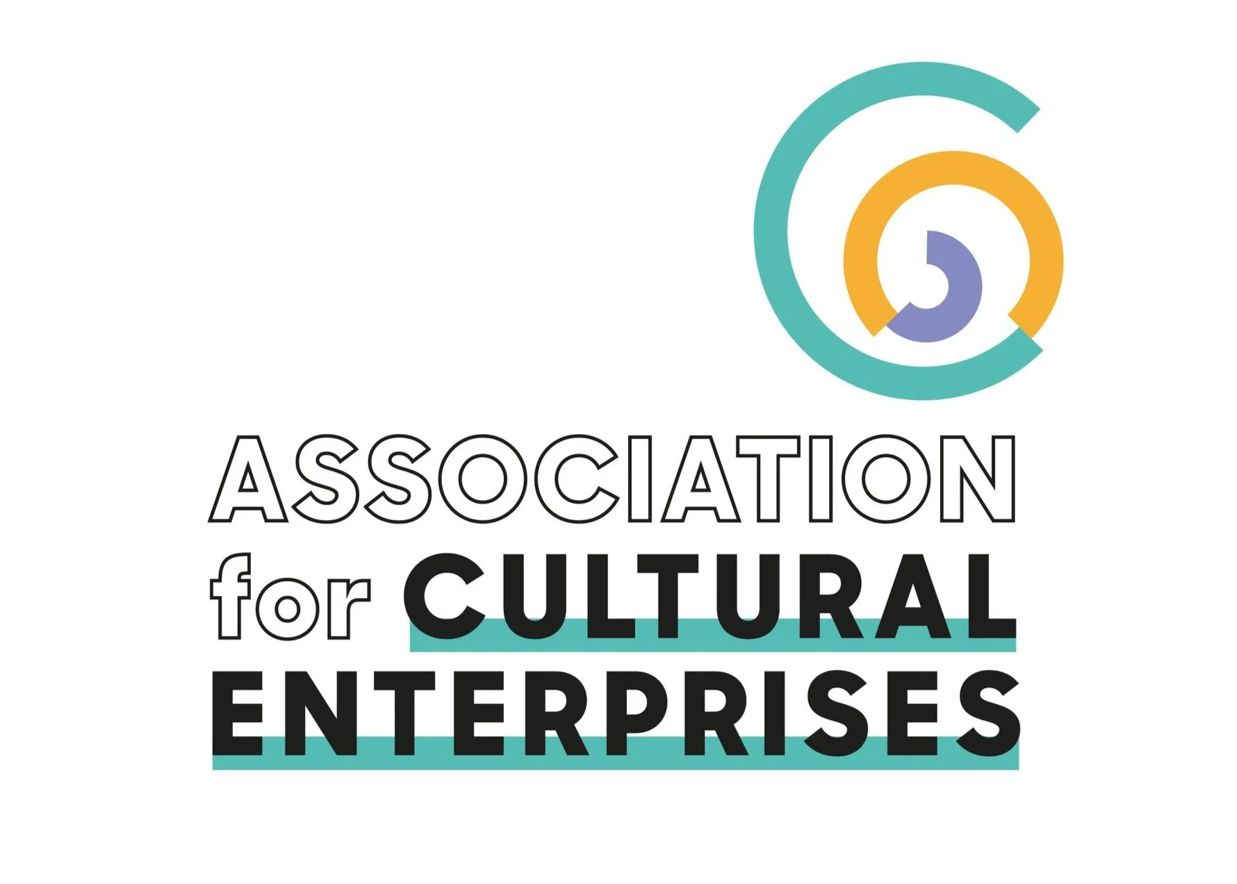 Logo of the Association for Cultural Enterprises with a colorful circular graphic and bold text.