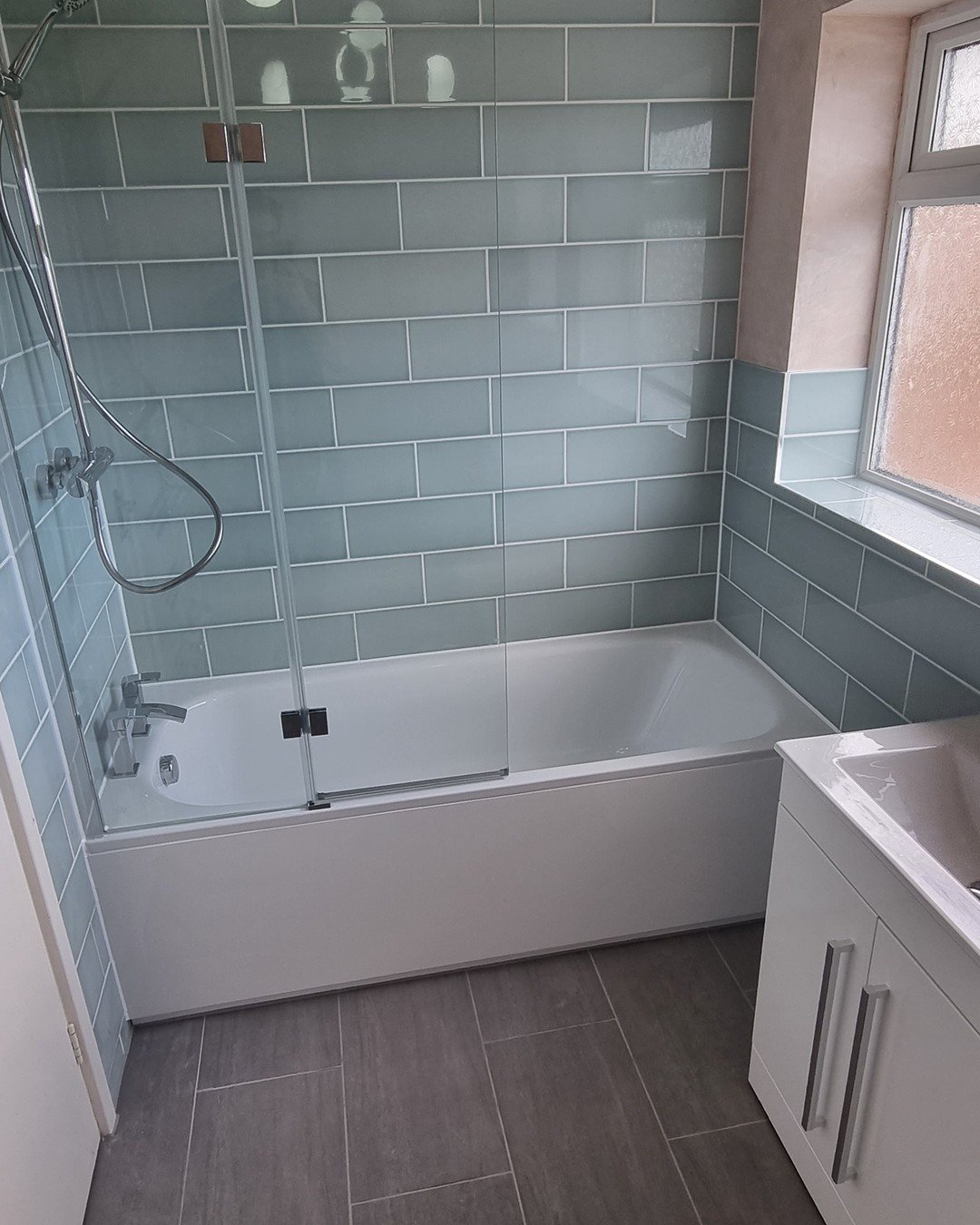 Just completed this bathroom refurb, check out the before photos! We have removed the wall to make one larger bathroom without a separate toilet. Fully prepped and plastered (thanks to JC plastering for the top notch skimming skills) electric underfl