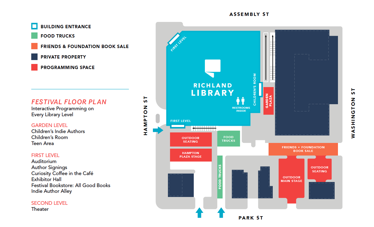 The outdoor festival map is fully described below.