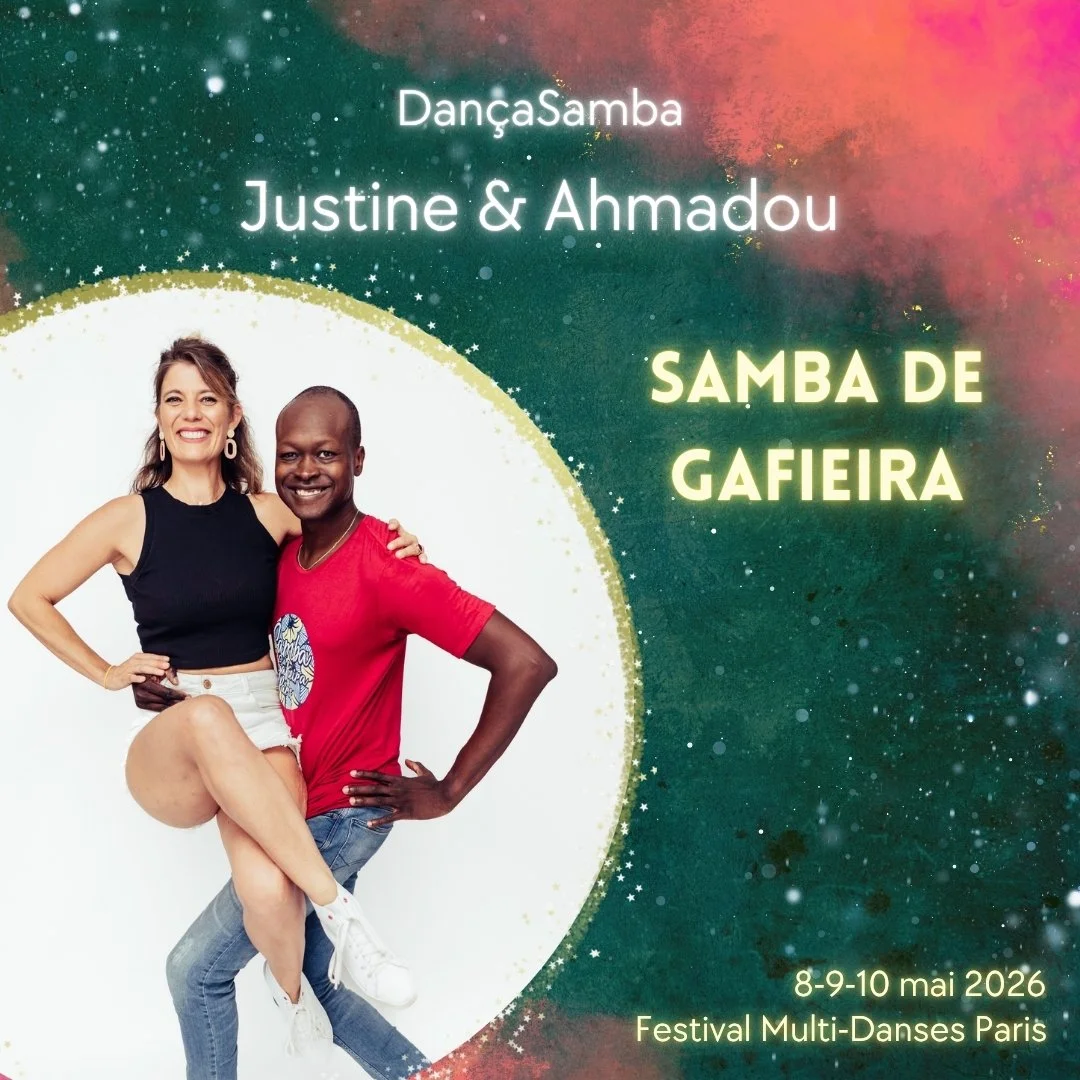Pr&eacute;sentation des professeurs (7 / 27)

✨ Samba de Gafieira ✨
Justine &amp; Ahmadou
[&Eacute;cole Dan&ccedil;aSamba]

La Samba de Gafieira est une danse de couple br&eacute;silienne n&eacute;e &agrave; Rio de Janeiro dans les ann&eacute;es 1920